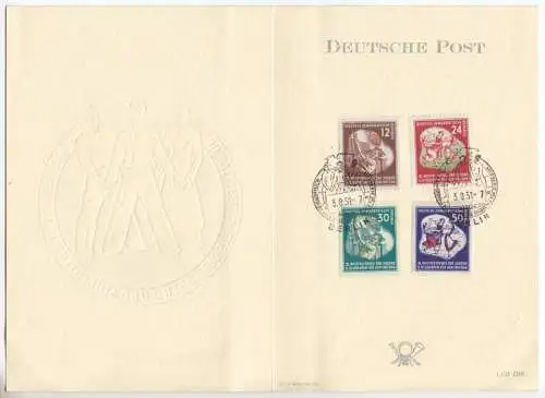 amtl. Faltkarte, Michel-Nr. DDR 289-92, Weltfestspiele, o SSt, Berlin, 3.8.51