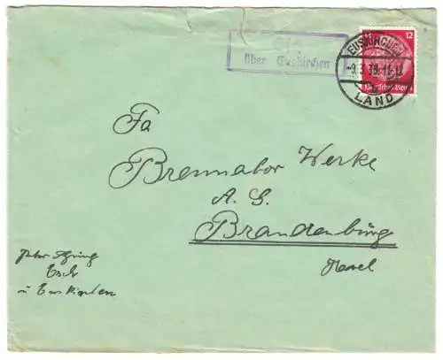Landpoststempel, Poststelle II, Esch über Euskirchen, 9.3.38