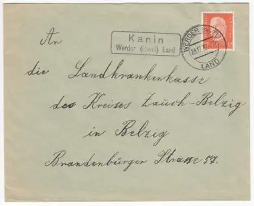 Landpoststempel, Kanin Werder (Havel) Land, Werder (Havel) Land, 20.12.32