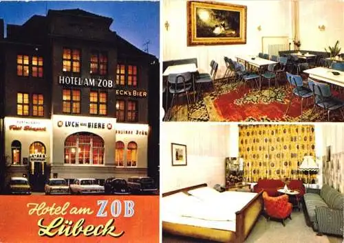 AK, Lübeck, "Hotel am ZOB", 3 Abb., um 1969