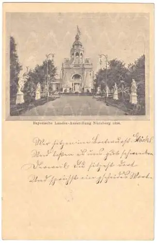 Ganzsachen - AK, Nürnberg, Bayerische Landesausstellung 1896, passender SSt