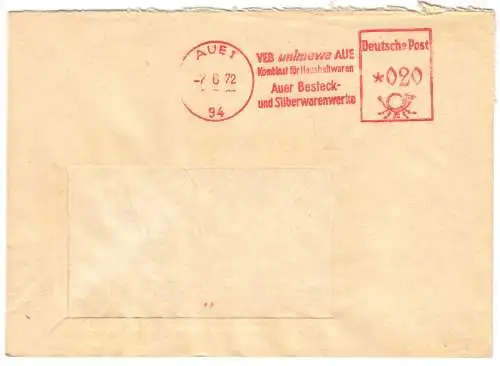 AFS, VEB unimewa Aue, Kombinat für Haushaltswaren, o Aue 1, 94, 7.6.72