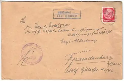 Landpoststempel, Poststelle II, Altlüdersdorf über Gransee, Gransee, 4.7.38