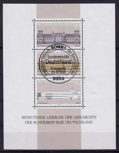 BRD, Mi.-Nr. BRD Block 20, o Bonn 1, 5300, 20.6.86, Ersttags-SSt