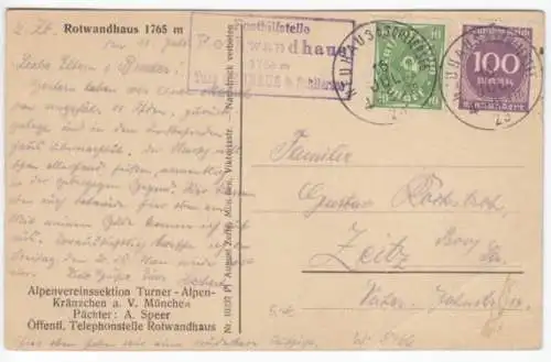 Posthilfsstellenstempel: Rothwandhaus, Neuhaus b. Schliersee, 16.7.23