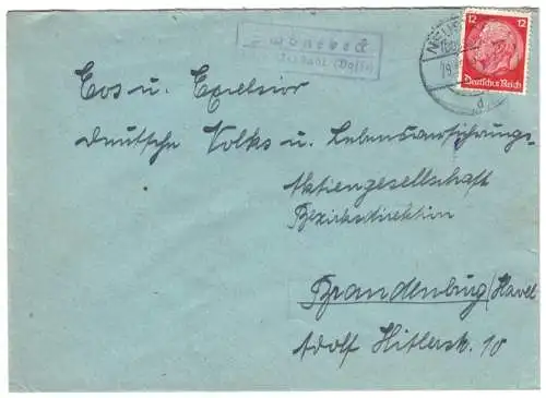 Landpoststempel, Poststelle II, Schönebeck über Neustadt (Dosse), 29.11.39