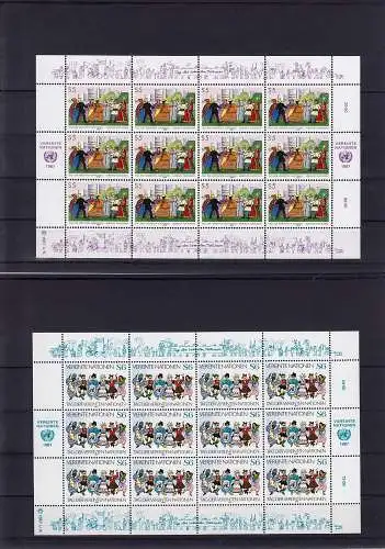 Michel-Nr. UNO Wien 75-76, Bogensatz, zwei Bg. a 12 Marken, **