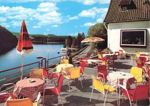 AK, Helminghausen Diemelsee, Café Diemelseeschlößchen, Terrasse, um 1976