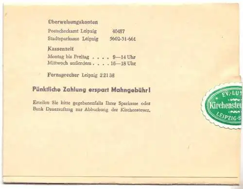 Kirchensteuerrrechnung, Ev.-Luth Kirchensteueramt Leipzig Stadt, 31.05.1972