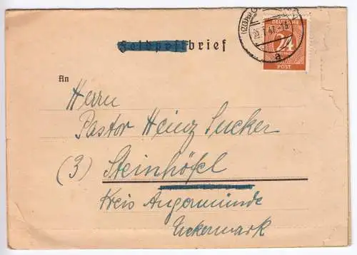 Bedarfsbrief, Mi-Nr. Einheit 925, EF, o (20a) Gifhorn, 29.7.47