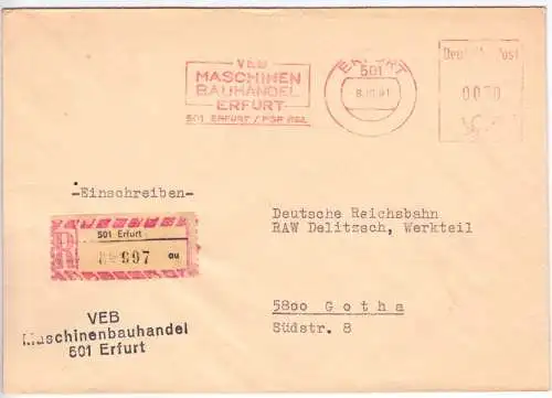 AFS, VEB Maschinenbauhandel Erfurt, R-Brief, o Erfurt, 501, 8.10.81