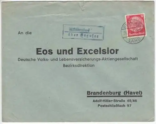 Landpoststempel, Poststelle II, Altlüdersdorf über Gransee, Gransee Land 28.3.38