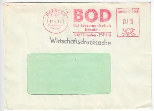 AFS, BOD, Betriebsorganisation Dresden, o Dresden, 8027, 7.4.87