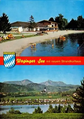 AK, Waging am See, zwei Abb., Strandkurhaus am Waginger See, Totale, 1981