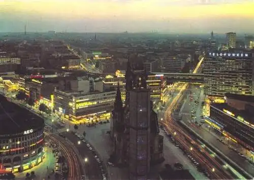 AK, Berlin Charlottenburg, Blick vom Europacenter auf City und Kudamm, Nachtans.