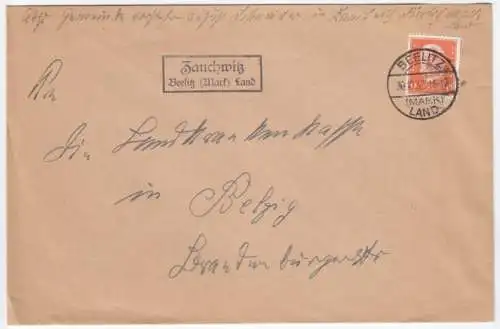 Landpoststempel, Zauchwitz Beelitz (Mark) Land, Beelitz (Mark) Land, 30.12.32