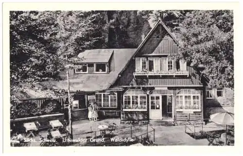 AK, Uttewalde Sächs. Schweiz, Uttewalder Grund, Gaststätte "Waldidylle", 1954