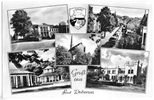AK, Bad Doberan, Gruß aus Bad Doberan, fünf Abb. und Wappen, 1965