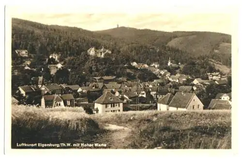 AK, Elgersburg Thür. Wald, Kr. Ilmenau, Teilansicht mit Hoher Warte, 1956