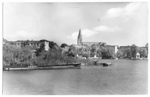 AK, Brandenburg Havel, Am Mühlendamm, Binnenschiff, 1962