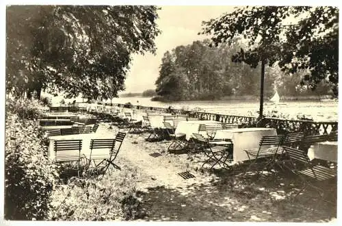 AK, Egsdorf Kr. Königs Wusterhausen, Tornows Idyll, Terrasse am See, 1963
