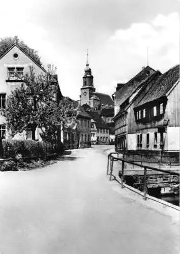AK, Oederan Sa., Straßenpartie mit Kirche, 1968