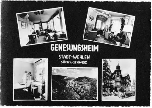 AK, Stadt Wehlen, Genesungsheim, fünf Abb., gestaltet, um 1958