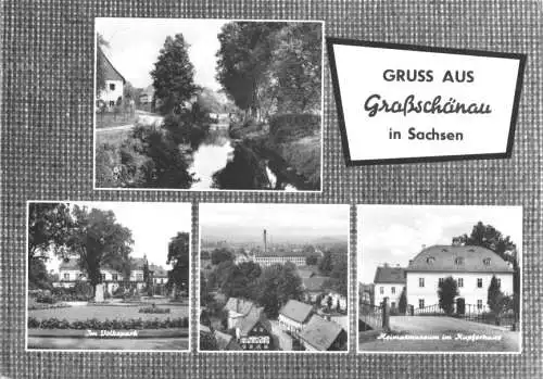AK, Großschönau Sachs., vier Ortsansichten, gestaltet, 1966