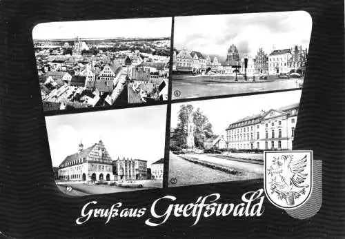 AK, Greifswald, vier Abb., gestaltet, 1965