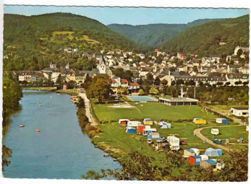 AK, Nassau Lahn, Teilansicht mit Zeltplatz und Schwimmbad, 1972
