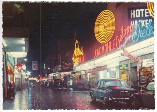 AK, Hamburg St. Pauli, Große Freiheit, Nachtansicht, 1958