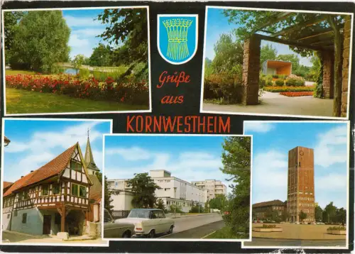 AK, Kornwestheim, fünf Abb., gestaltet, Wappen, um 1973