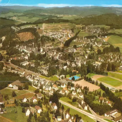 AK, Wiehl 1, Bezirk Köln, Luftbildansicht, 1973
