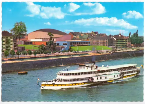 AK, Bonn, Beethovenhalle und Rheinschiff "Frieden", um 1970