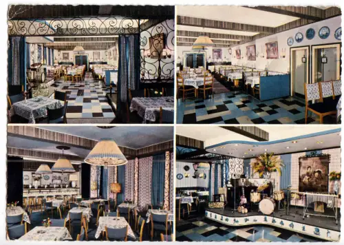 AK, Saarbrücken, Kaffeehaus-Betriebe, Reichsstr. 10, vier Abb., 1961