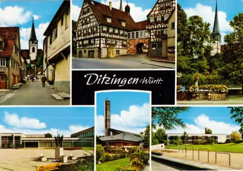 AK, Ditzingen Württ., sechs Abb., 1972