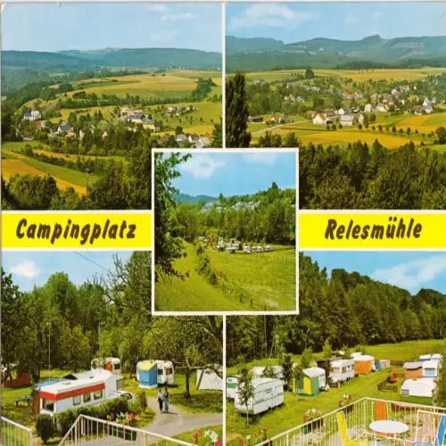 AK, Obersgegen Kr Bitburg-Prün, Campingplatz Relesmühle, fünf Abb., um 1978