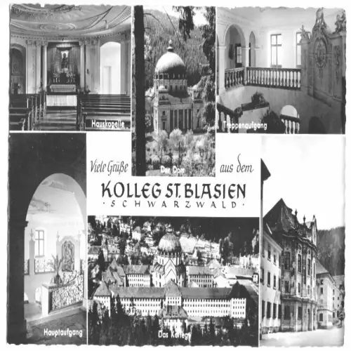 AK, St. Blasien, Viele Grüße aus dem Kolleg St. Blasien, sechs Abb., 1954