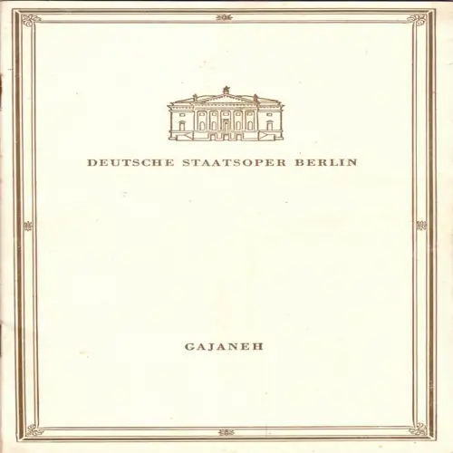 Theaterprogramm, Deutsche Staatsoper Berlin, Gajaneh, 1956