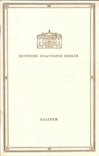 Theaterprogramm, Deutsche Staatsoper Berlin, Gajaneh, 1956