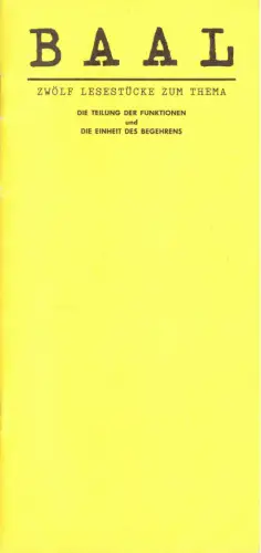 Theaterprogramm, Berliner Ensemble, Baal, 1988