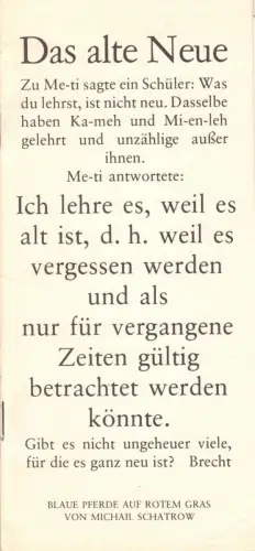 Theaterprogramm, Berliner Ensemble, Blaue Pferde auf rotem Grund, 1980/81