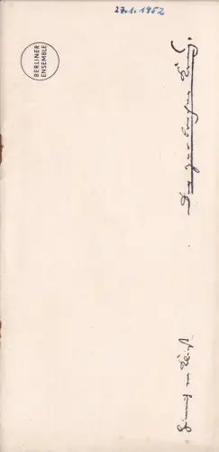 Theaterprogramm, Berliner Ensemble, Der zerbrochene Krug, 1952