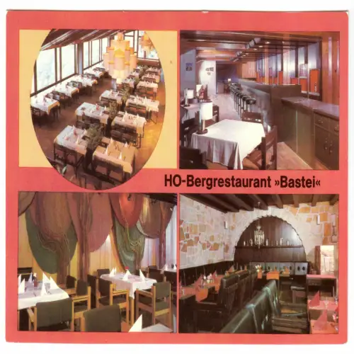 AK, Bastei Sächs. Schweiz, Kr. Sebnitz, HO-Bergrestaurant "Bastei", 4 Abb., 1984