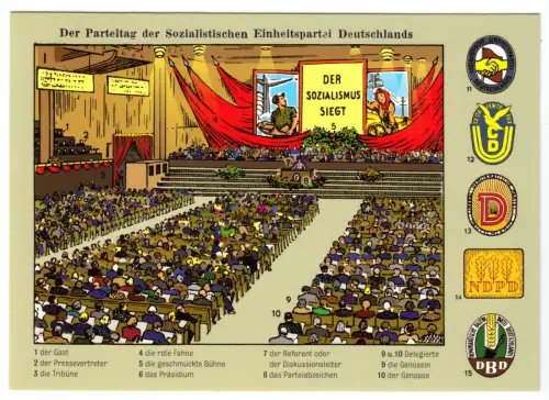 AK, Berlin, Parteitag der SED, Parteienlandschaft der DDR, um 2020
