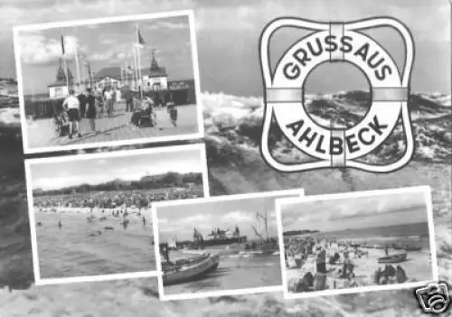 AK, Seebad Ahlbeck Usedom, fünf Abb., gestaltet, 1961