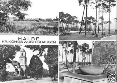 AK, Halbe Mark, vier Abb., u.a. Kirche, 1980