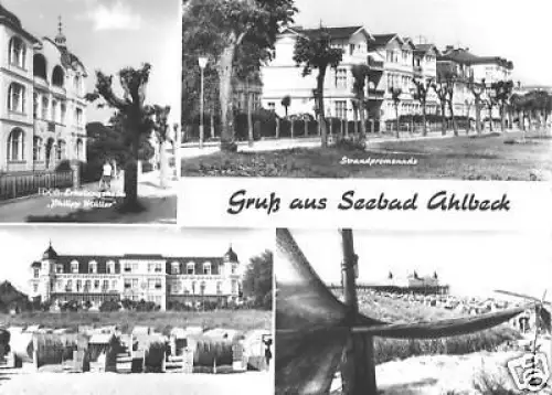 AK, Seebad Ahlbeck Usedom, vier Abb., 1973