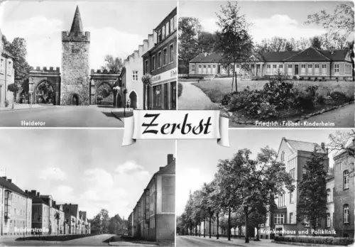 AK, Zerbst, vier Abb., u.a. Krankenhaus, 1961