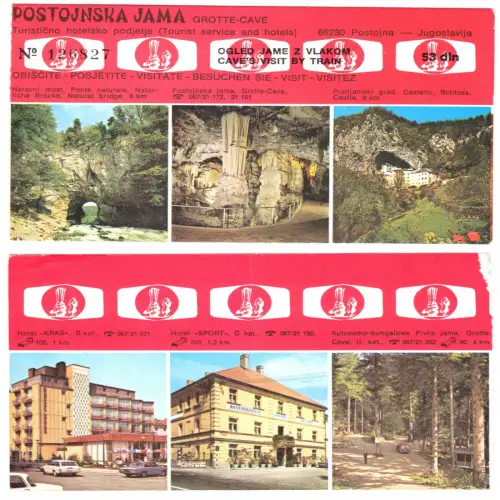 zwei Eintrittskarten, Postojnska Jama, Jugoslawien, Slowenien, vor 1991